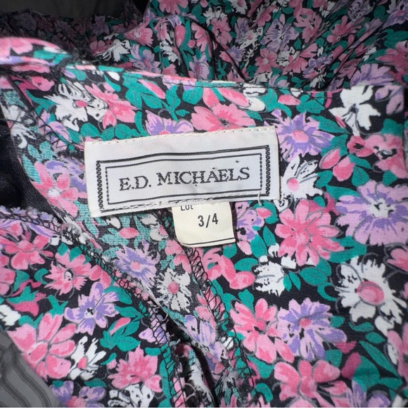 E.D. Michaels Vintage Floral Midi Dress Romantic Cottagecore Prairie Retro - Picture 7 of 12